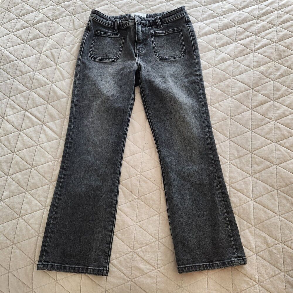 Current/Elliot The Cropped Boot Patch Pocket Jean Womens Size 27 Washed Black